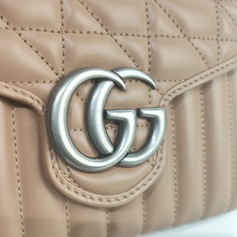 Gucci 馬蒙米色縫皮革迷你底長20cm-1