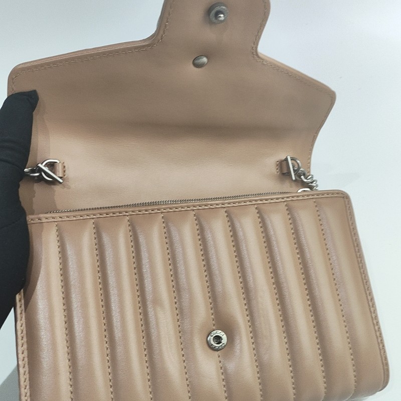 Gucci 馬蒙米色縫皮革迷你底長20cm-2