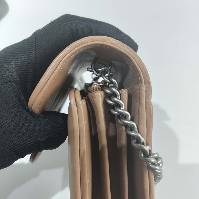 Gucci 馬蒙米色縫皮革迷你底長20cm-10