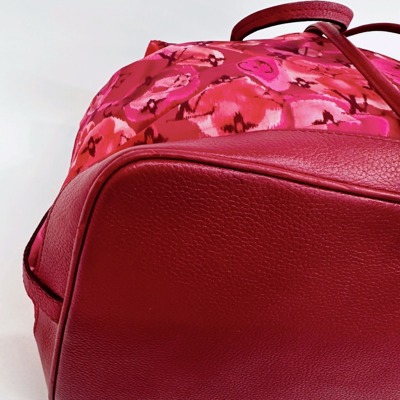 Louis Vuitton玫粉色尼龍老花限定水墨畫抽繩斜挎水桶包-10