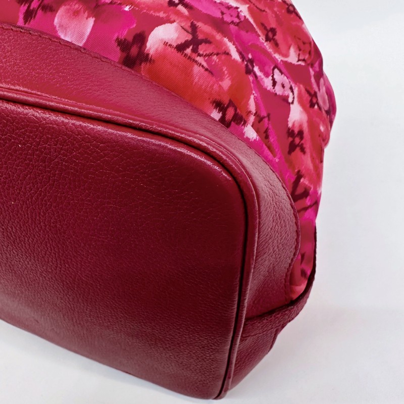 Louis Vuitton玫粉色尼龍老花限定水墨畫抽繩斜挎水桶包-11