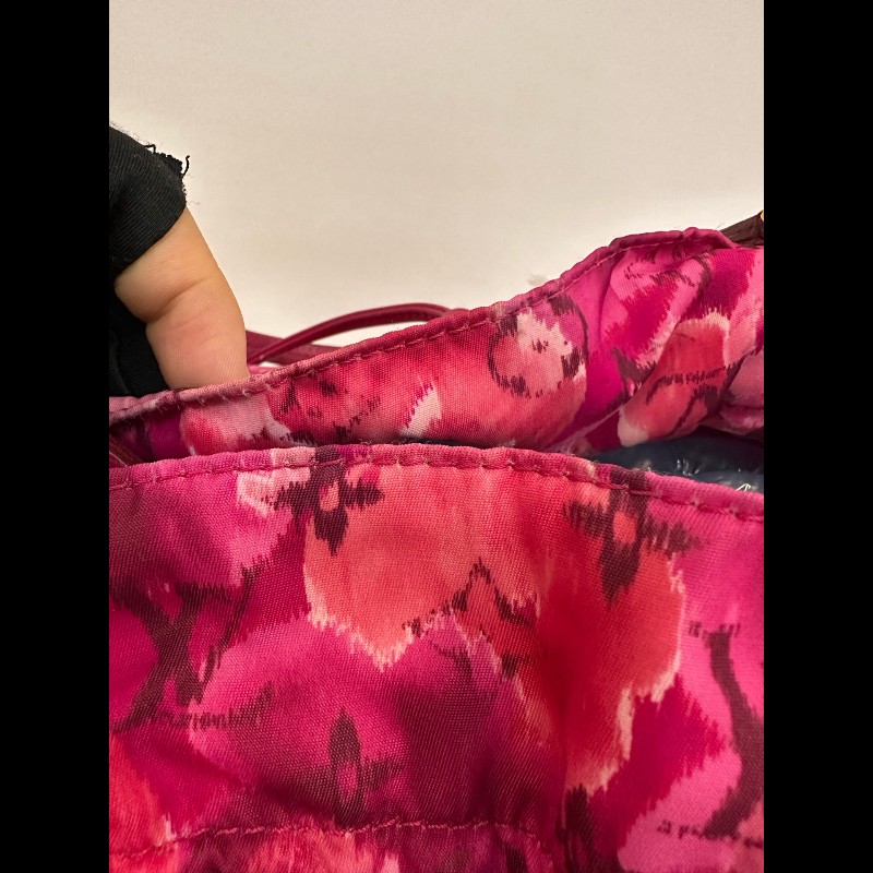 Louis Vuitton玫粉色尼龍老花限定水墨畫抽繩斜挎水桶包-17