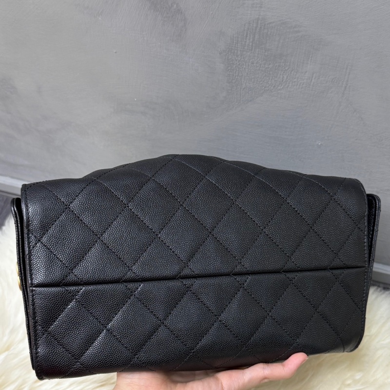 台灣專櫃CHANEL 25 bag Hobo黑金荔枝 小號 晶片款 女款手提包-9