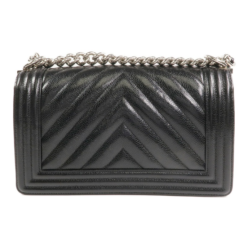 CHANEL 牛皮皮革Boy 25銀扣鏈帶肩背袋-2