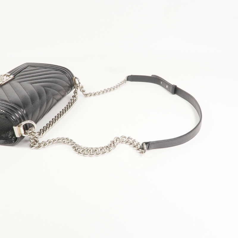 CHANEL 牛皮皮革Boy 25銀扣鏈帶肩背袋-8