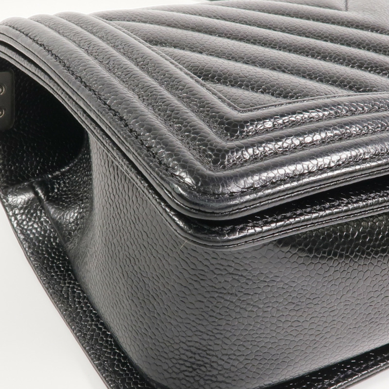 CHANEL 牛皮皮革Boy 25銀扣鏈帶肩背袋-12