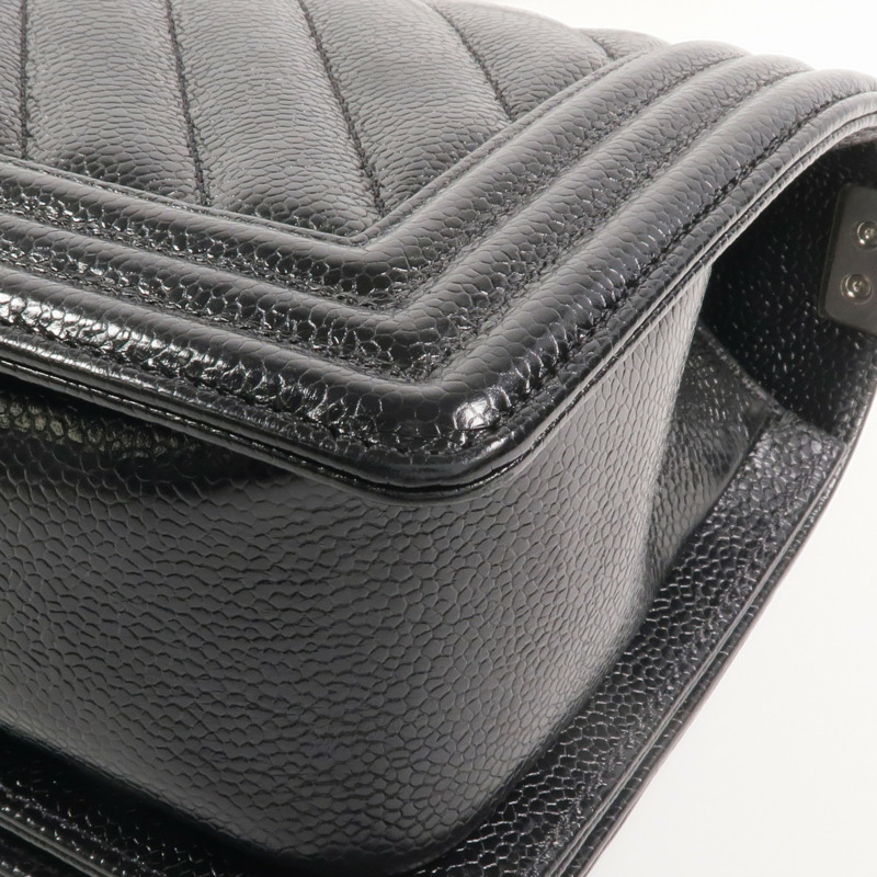 CHANEL 牛皮皮革Boy 25銀扣鏈帶肩背袋-13