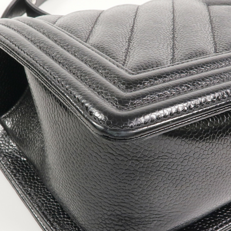 CHANEL 牛皮皮革Boy 25銀扣鏈帶肩背袋-14