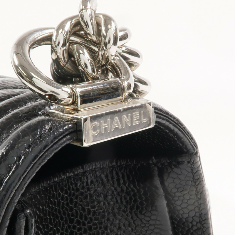 CHANEL 牛皮皮革Boy 25銀扣鏈帶肩背袋-15