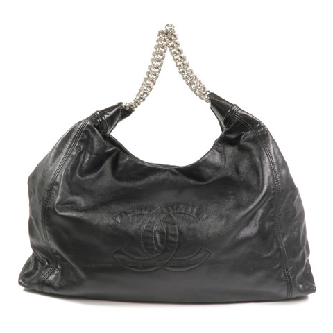 CHANEL 牛皮皮革Vintage Chain Shoulder Bag銀扣鏈帶肩背袋