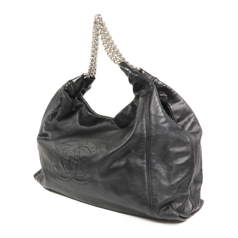 CHANEL 牛皮皮革Vintage Chain Shoulder Bag銀扣鏈帶肩背袋-1