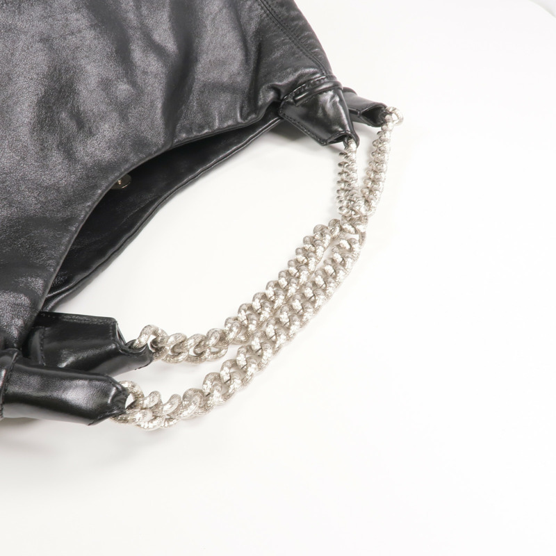 CHANEL 牛皮皮革Vintage Chain Shoulder Bag銀扣鏈帶肩背袋-7