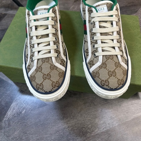 全新 Gucci 古馳 1977系列 老花滿Logo 經典紅綠織帶裝飾 休閒鞋