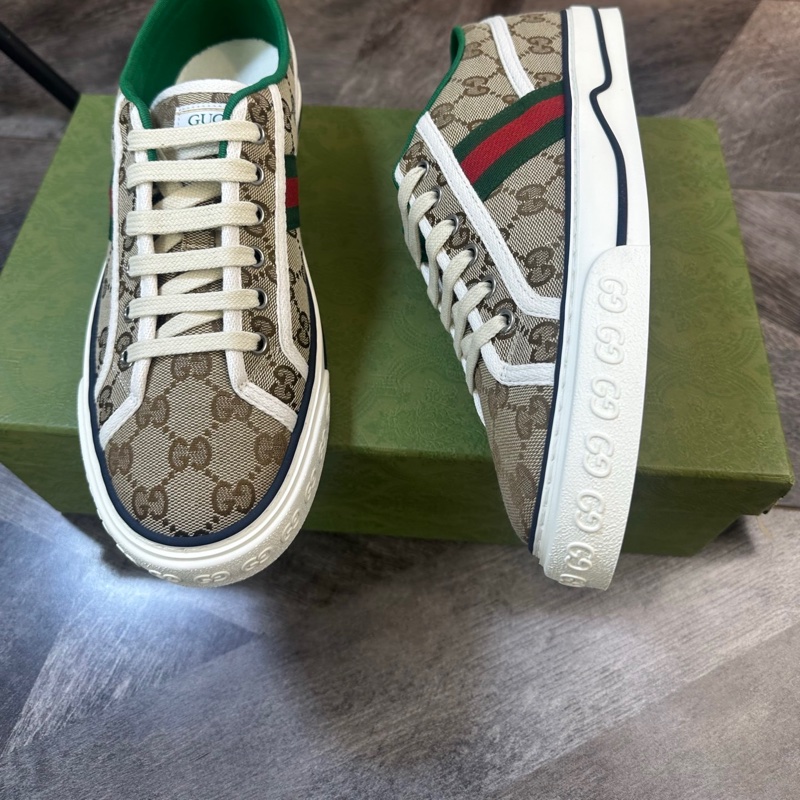 全新 Gucci 古馳 1977系列 老花滿Logo 經典紅綠織帶裝飾 休閒鞋-3