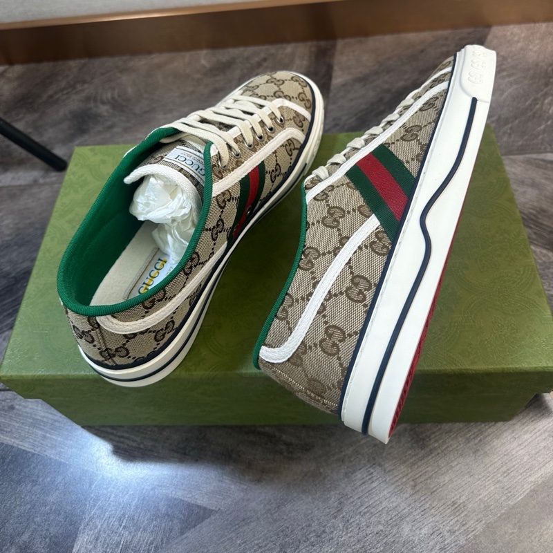 全新 Gucci 古馳 1977系列 老花滿Logo 經典紅綠織帶裝飾 休閒鞋-4