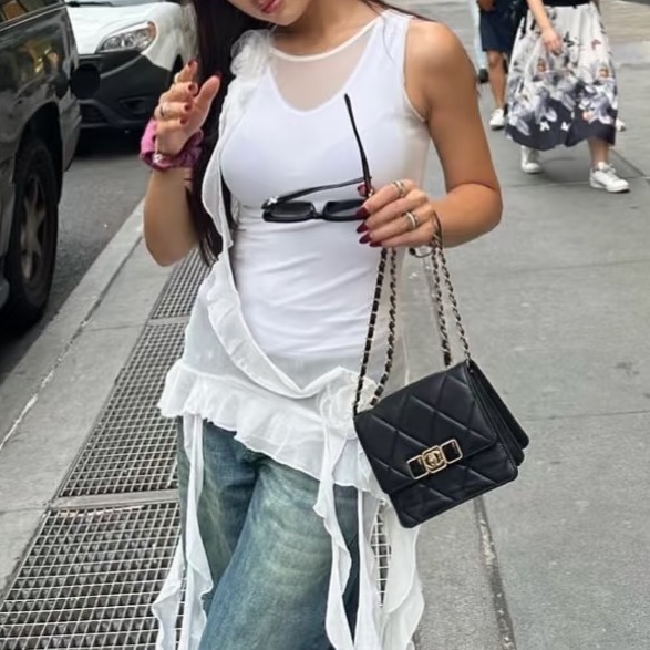 ✨Chanel 黑金鏈條方胖子 晶片款 98🆕 牛皮 可放手機📱-1