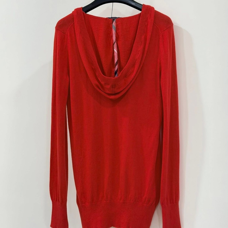 BURBERRY 藍標 連帽棉混羊絨毛料戰馬上衣 紅色-1