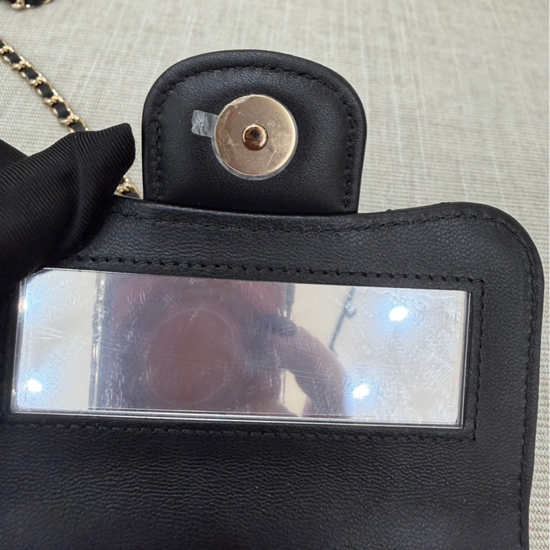 Chanel香奈兒高級手工坊 手提斜挎小方黑金鍊條包-18