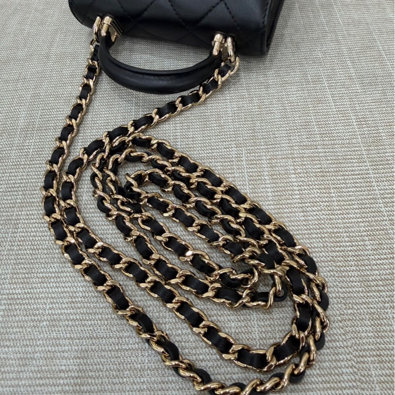 Chanel香奈兒高級手工坊 手提斜挎小方黑金鍊條包-22