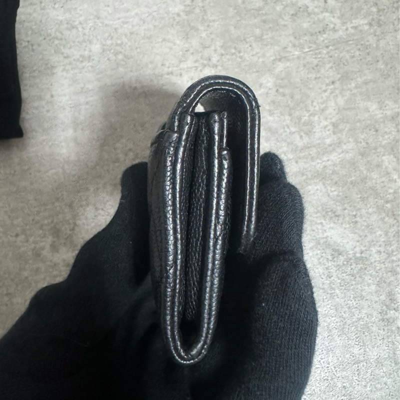 正品 Chanel cf黑金荔枝皮卡夾-2