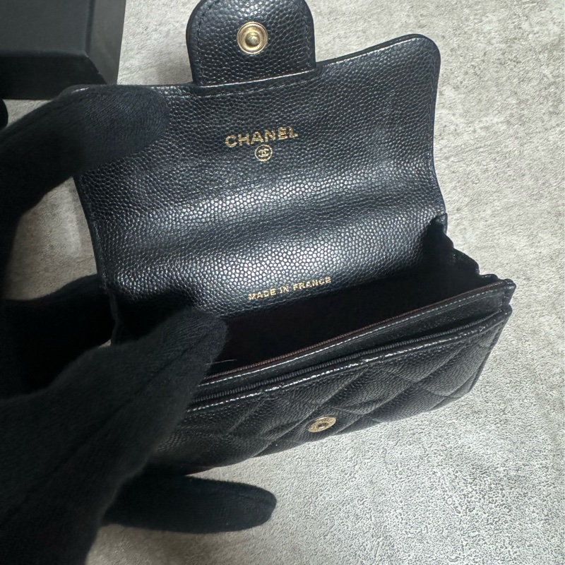 正品 Chanel cf黑金荔枝皮卡夾-4