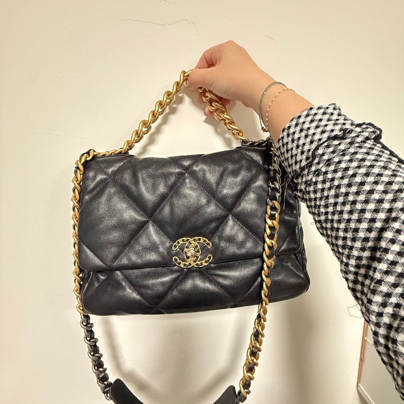 香奈兒Chanel 19 Bag 黑金 中號-2