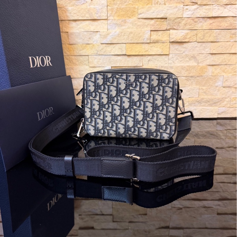 DIOR Oblique 雙層拉鏈老花相機包 斜背包-0