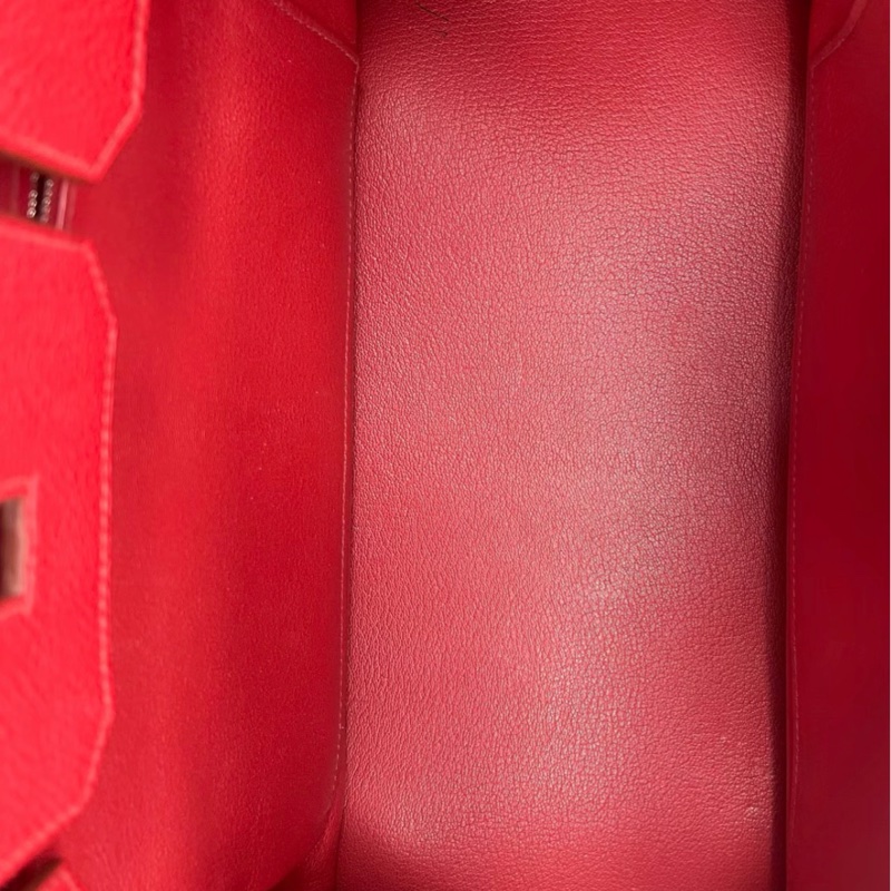 hermes愛馬仕 birkin35 國旗紅 框M刻 銀扣  底長35-7