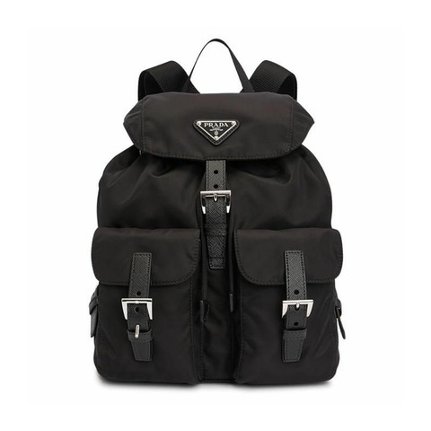 PRADA Lina尼龍小號黑色三角Logo背包 1BZ677 RV44