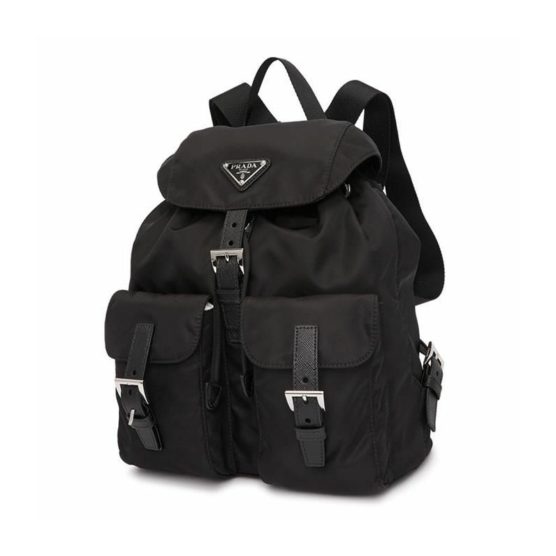 PRADA Lina尼龍小號黑色三角Logo背包 1BZ677 RV44-1