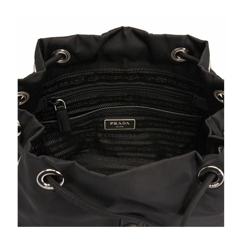 PRADA Lina尼龍小號黑色三角Logo背包 1BZ677 RV44-6