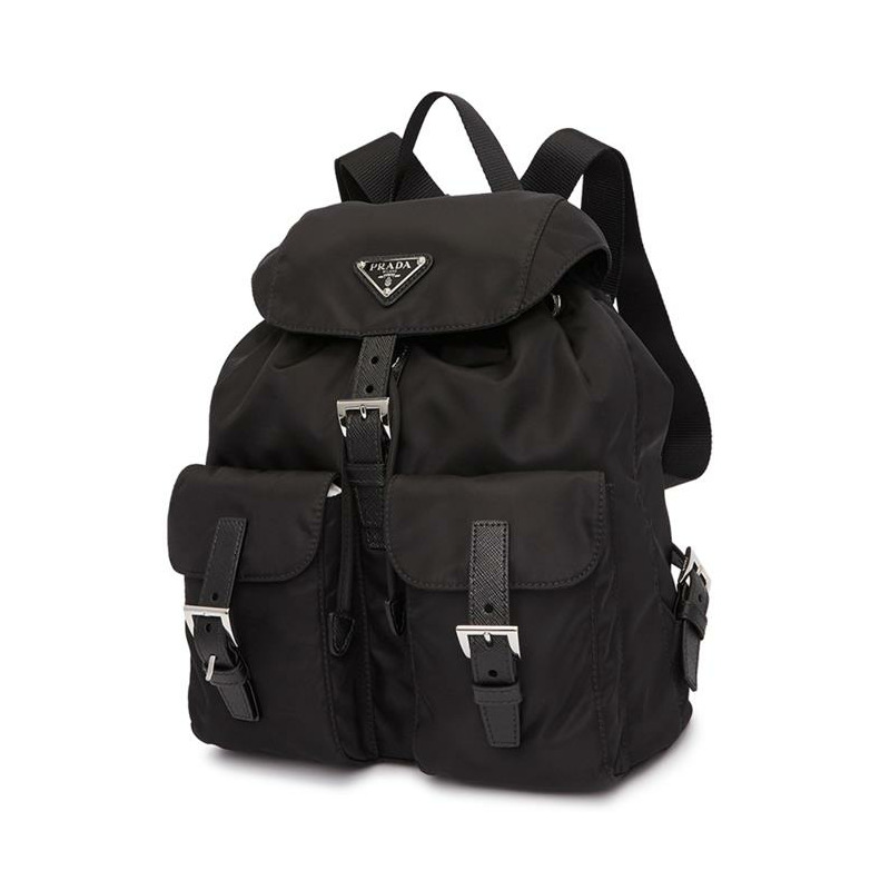 PRADA Lina尼龍小號黑色三角Logo背包 1BZ677 RV44-8