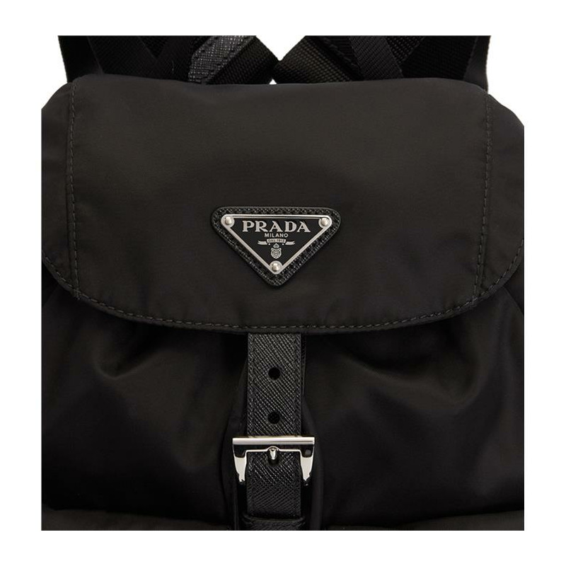 PRADA Lina尼龍小號黑色三角Logo背包 1BZ677 RV44-10