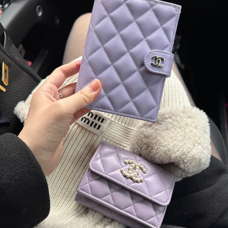Chanel 26C 薰衣草 紫色淡金扣 護照夾 Passport Holder-4