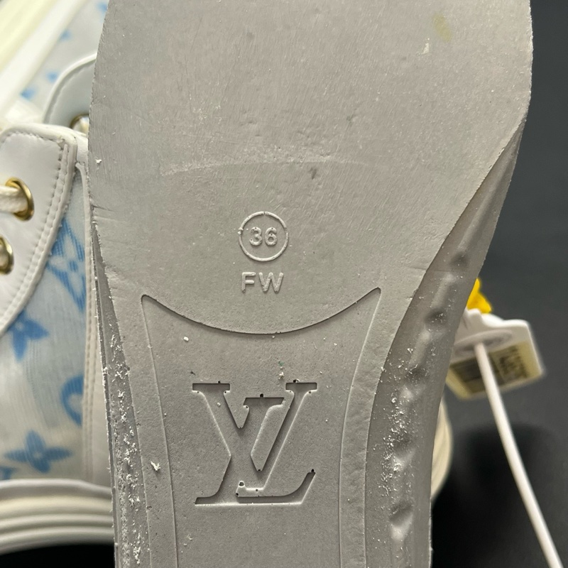 LV路易威登 Stellarl 老花滿印花卉圖案 高幫 時尚板鞋 女款 36碼 藍色95新無附件-6