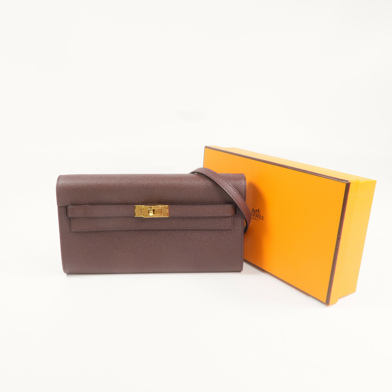 HERMES Epsom皮革Kelly To Go金扣肩背袋Rouge Sellier-9