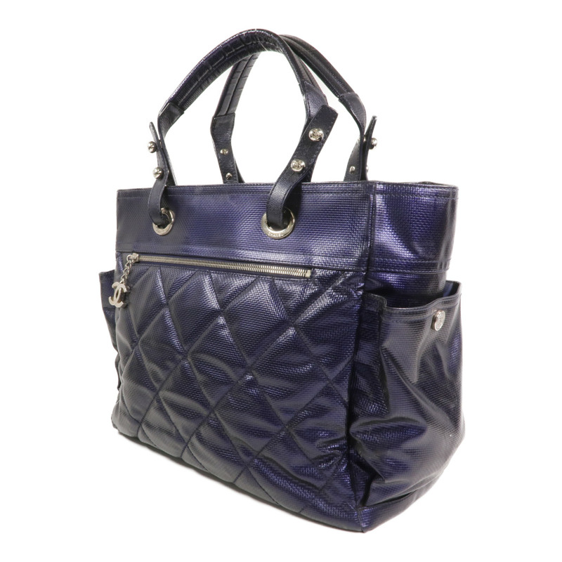 CHANEL 塗層帆布Paris Biarritz Tote Bag銀扣手挽袋-1