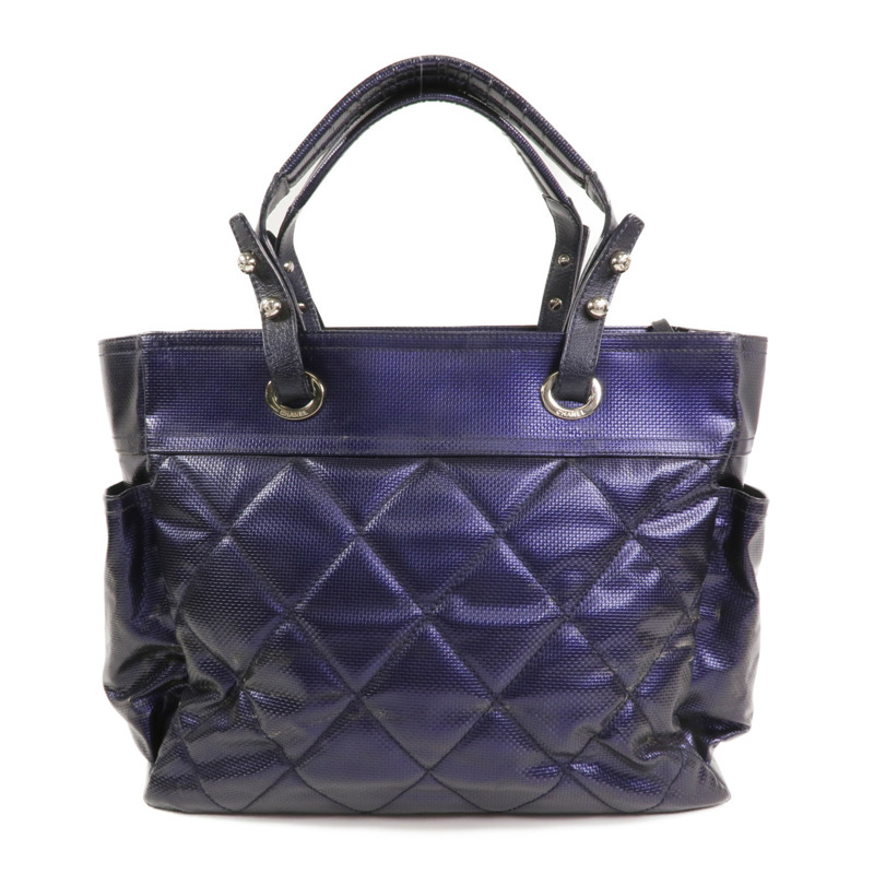 CHANEL 塗層帆布Paris Biarritz Tote Bag銀扣手挽袋-2