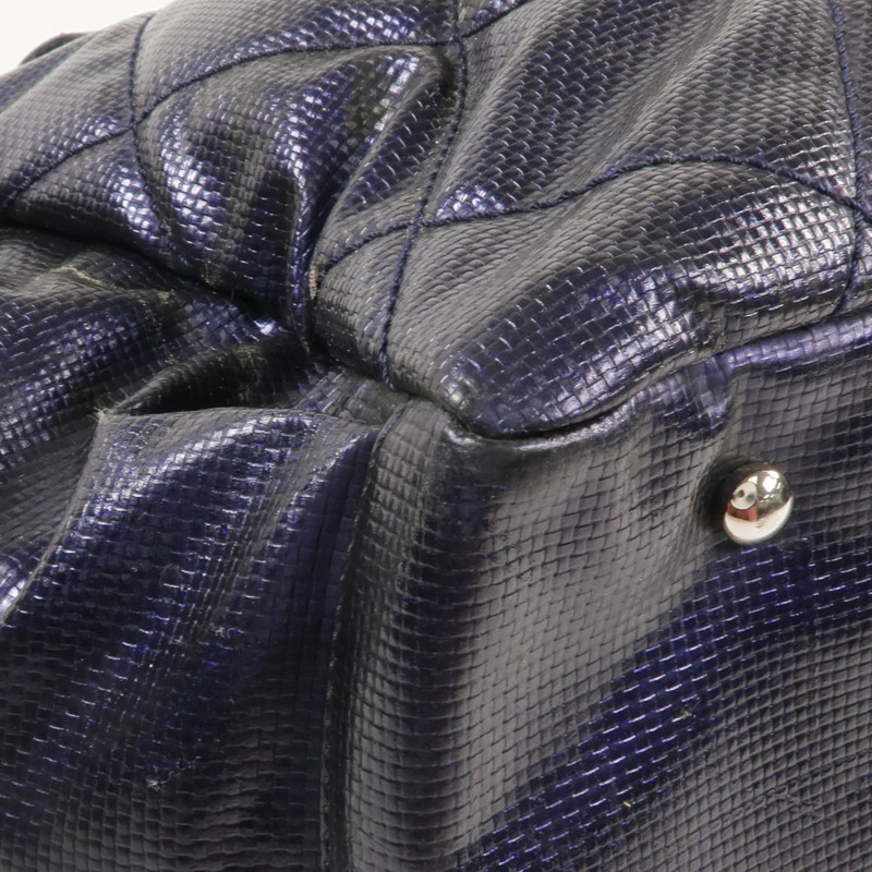 CHANEL 塗層帆布Paris Biarritz Tote Bag銀扣手挽袋-11