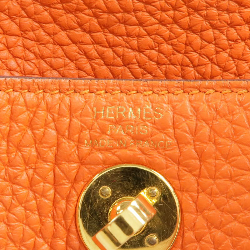HERMES Togo皮革Mini Lindy金扣手挽肩背兩用袋Orange-5