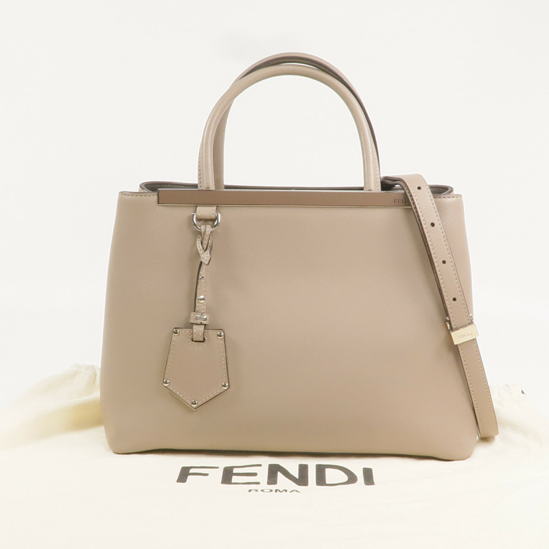 FENDI 牛皮皮革2 Jours Bag Small銀扣手挽肩背兩用袋-9