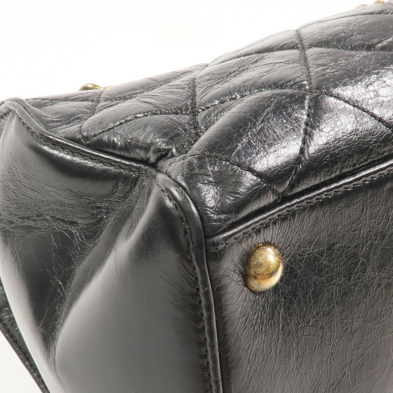 CHANEL 牛皮皮革Chain Shoulder金扣鏈帶肩背袋-13