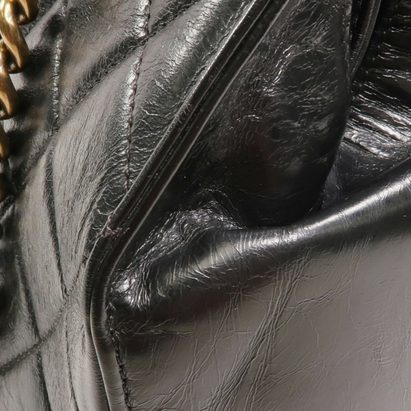 CHANEL 牛皮皮革Chain Shoulder金扣鏈帶肩背袋-14