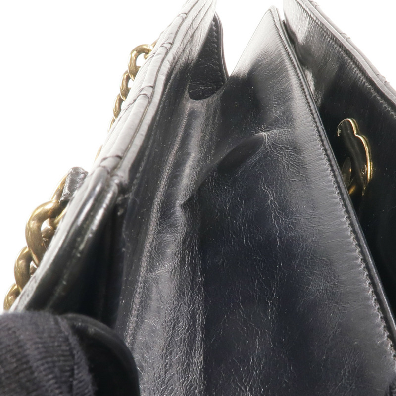 CHANEL 牛皮皮革Chain Shoulder金扣鏈帶肩背袋-16