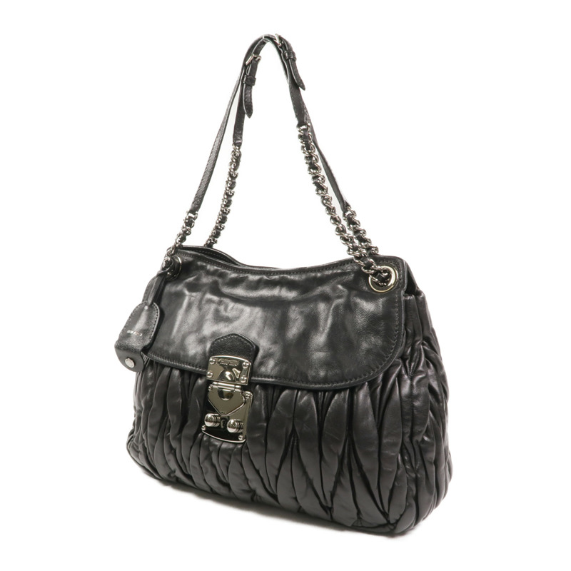 Miu Miu 羊皮皮革Chain Shoulder銀扣鏈帶肩背袋-1