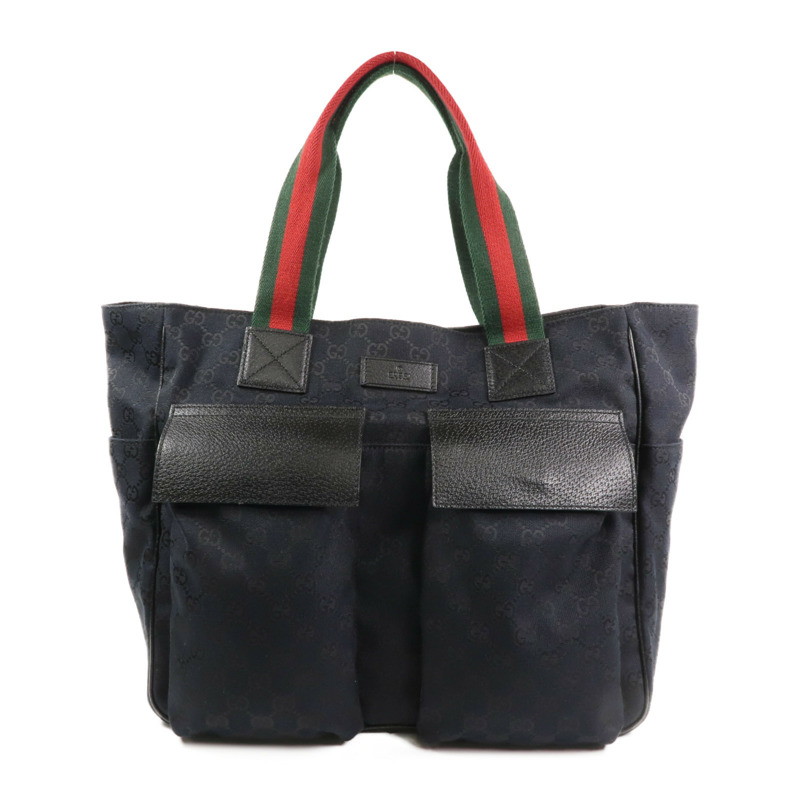 GUCCI 帆布Tote Bag銀扣手挽袋-0