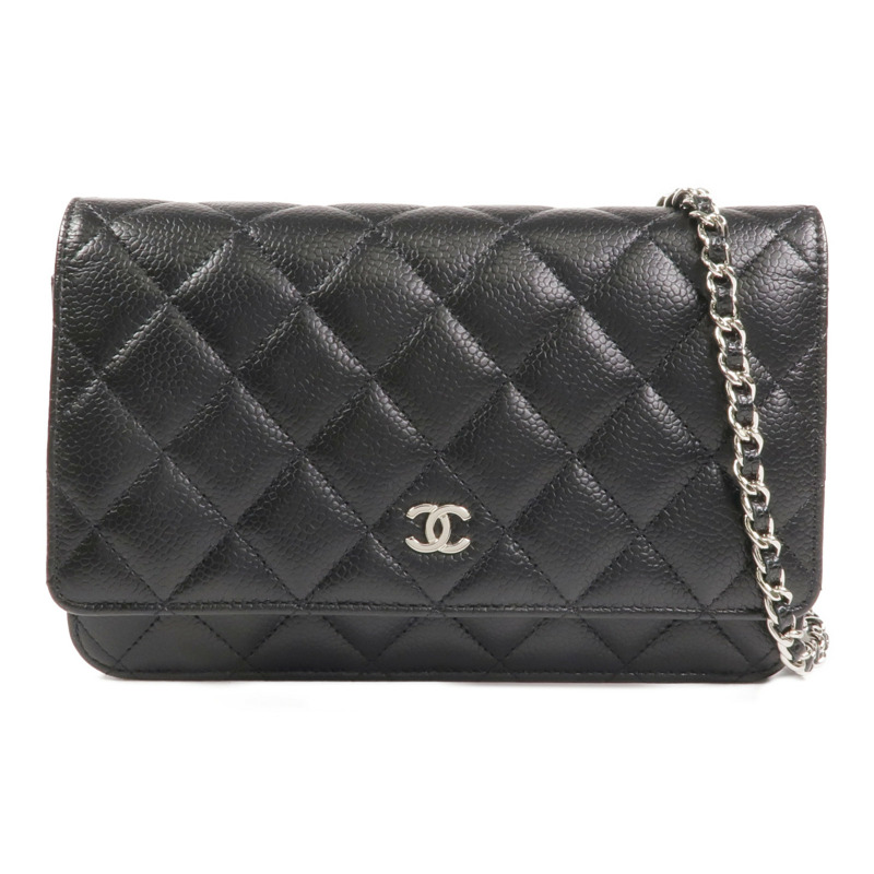 CHANEL 牛皮皮革WOC Wallet On Chain銀扣鏈帶肩背袋-0