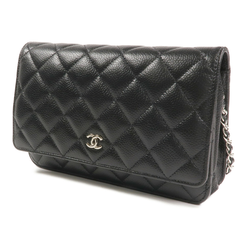 CHANEL 牛皮皮革WOC Wallet On Chain銀扣鏈帶肩背袋-1