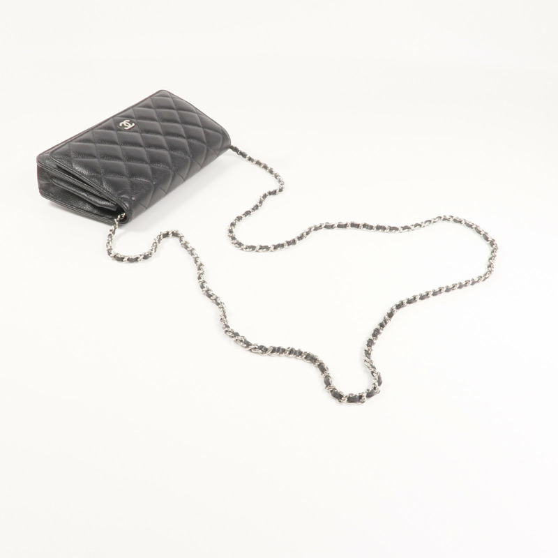 CHANEL 牛皮皮革WOC Wallet On Chain銀扣鏈帶肩背袋-7