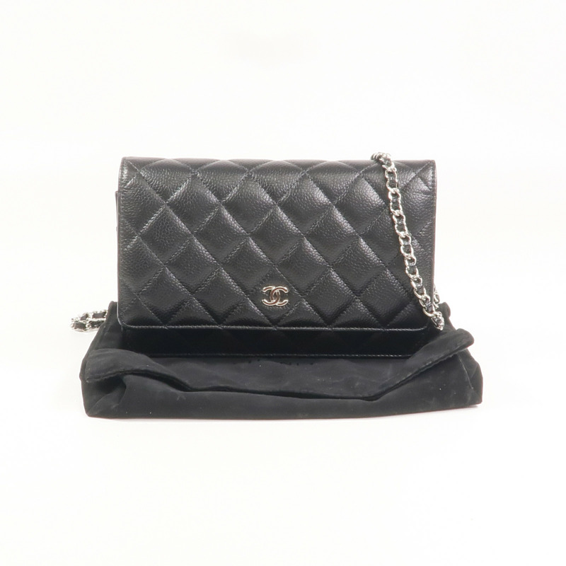 CHANEL 牛皮皮革WOC Wallet On Chain銀扣鏈帶肩背袋-9